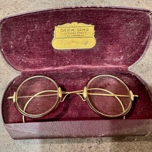 Antique 1900’s 1/10 12k Gold Wire Frame Glasses in Case Harry Potter style